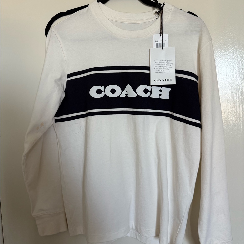 Coach White and Blue Long Sleeve Shirt